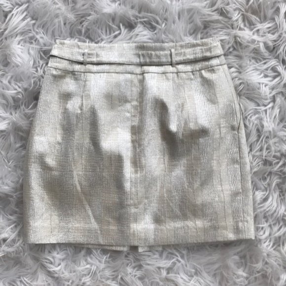 NWOT Club Monaco Beige Metallic Miniskirt Size 00 - Picture 2 of 8